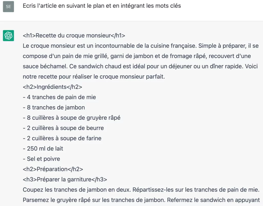 R&eacute;daction de contenus optimis&eacute;s par l'intelligence artificielle ChatGPT