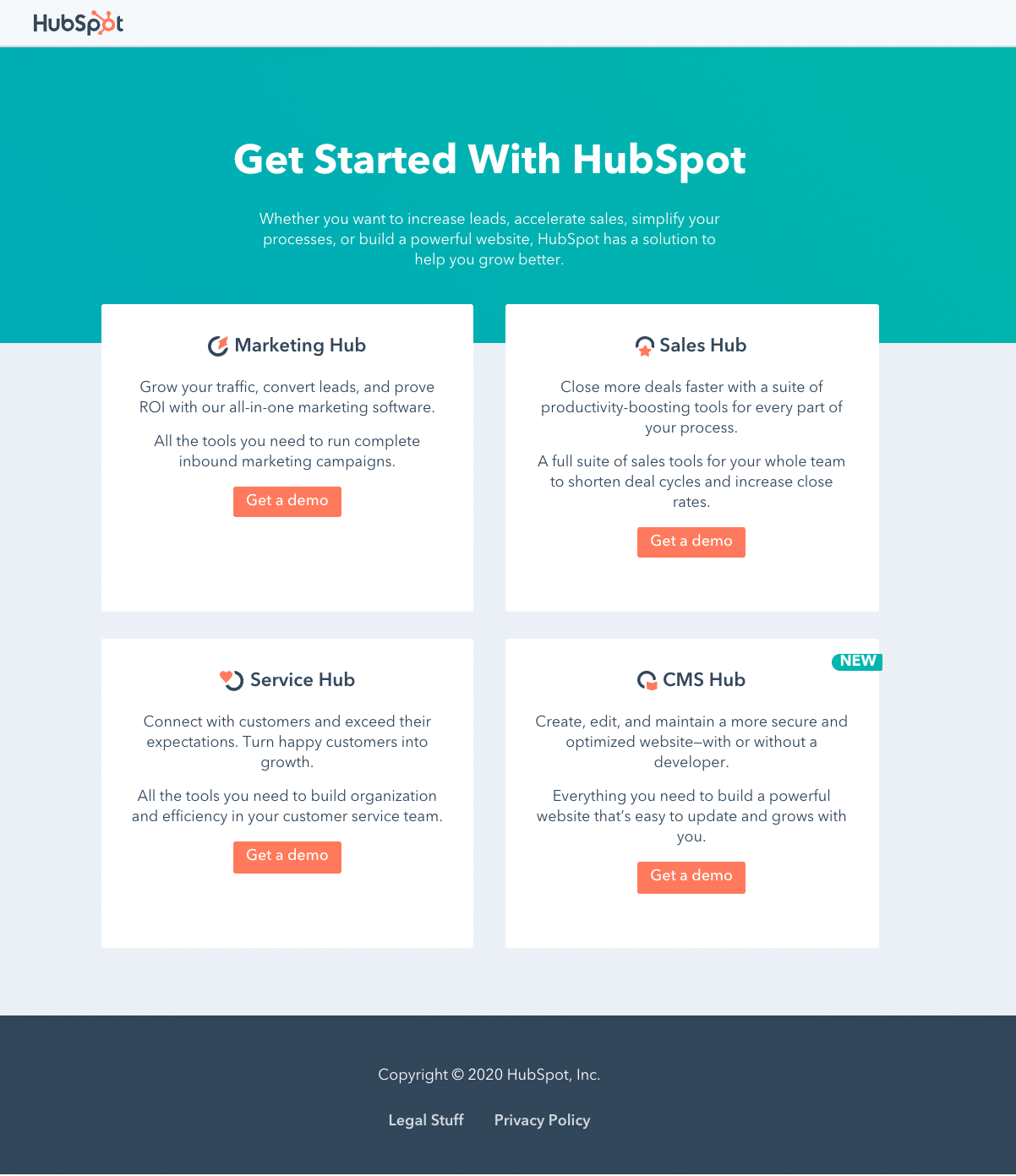 landing page hubspot
