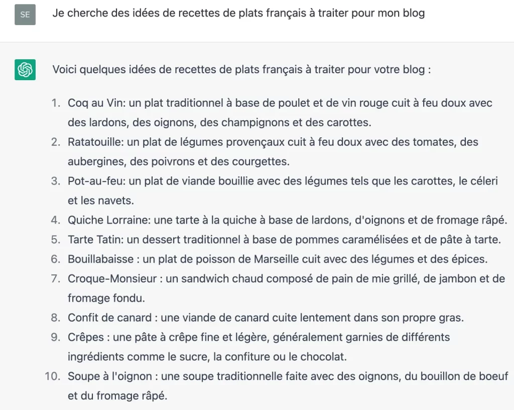 G&eacute;n&eacute;ration d'id&eacute;e de sujets par l'intelligence artificielle ChatGPT